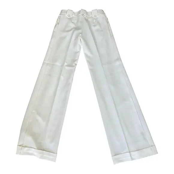 Women's Long Elegant Legs Ivory White Wide-Leg Pants Size  4 - Picture 2 of 7
